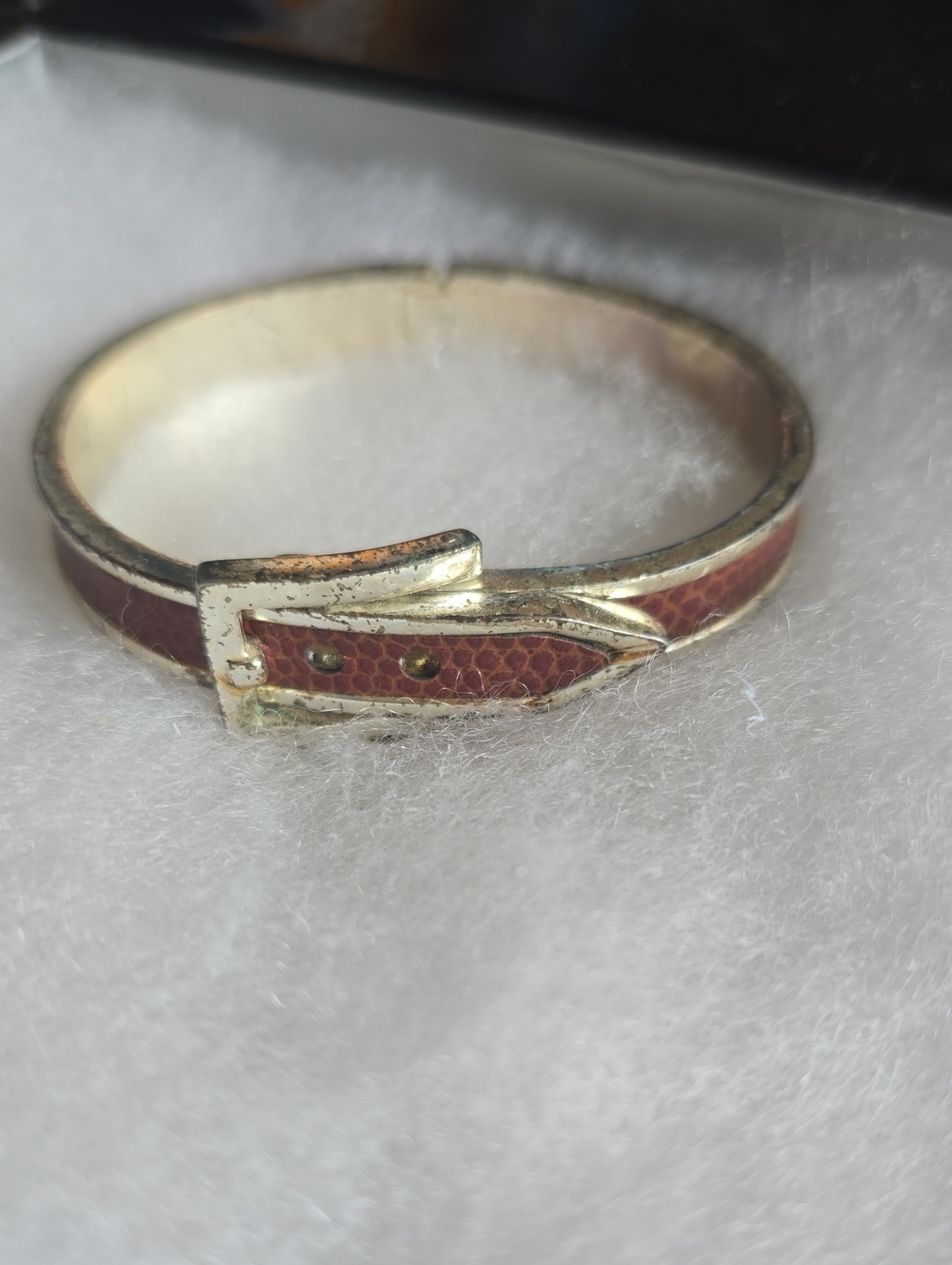 Gold-Tone Brown Belt-Style Reptile Bracelet - Unbranded